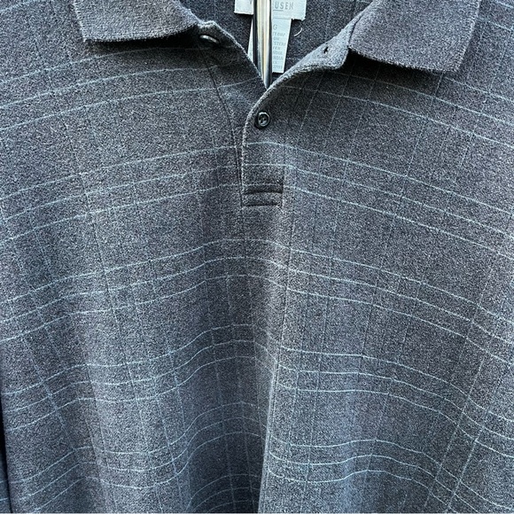 Van Heusen Gray Polo Long Sleeve Shirt Mens Large - Picture 4 of 10